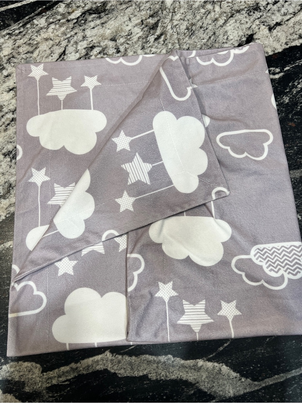Gray Cloud & Stars Baby Receiving Blanket | Soft Nursery Swaddle | Unisex